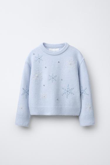 Zara Вязаный джемпер со снежинками