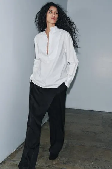 Рубашка из поплина с нагрудной планкой — ZW COLLECTION- Заказать в России