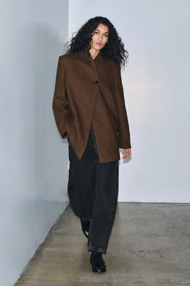 Блейзер из смесовой шерсти с узором в елочку — ZW COLLECTION