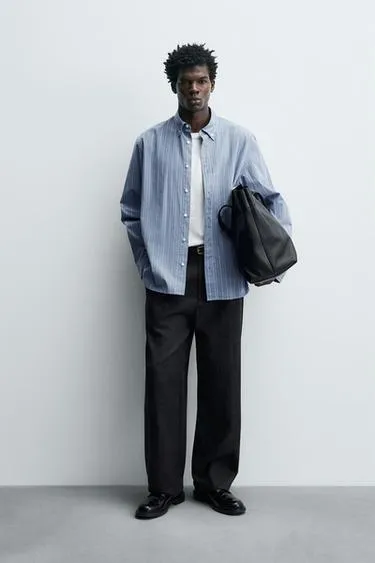 Рубашка из рельефной ткани в полоску