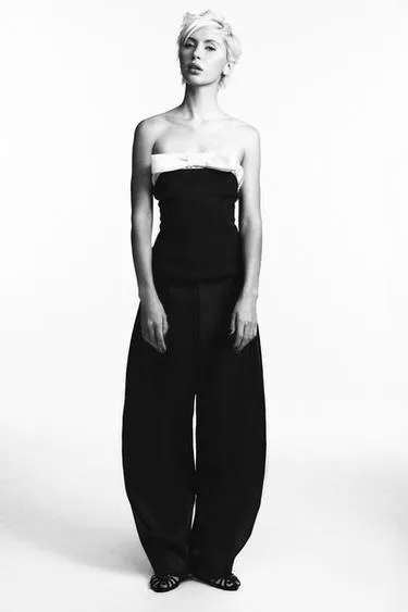 Топ без бретелей с комбинированным бантом- Заказать в России