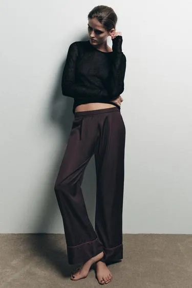 Брюки в пижамном стиле в контрастную полоску