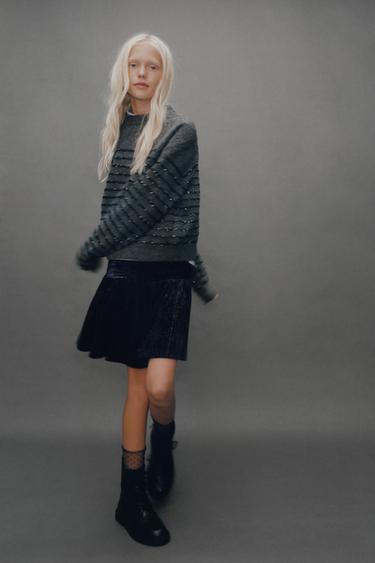 Zara Блестящая бархатная юбка купить с доставкой.