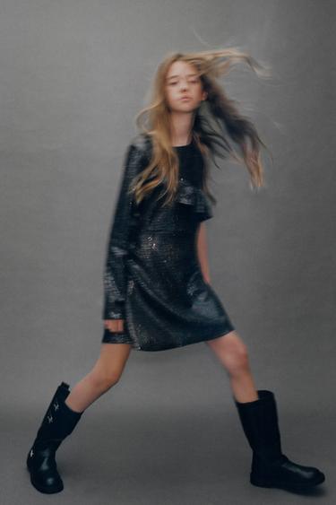 Zara Платье с воланами и блеском купить с доставкой.