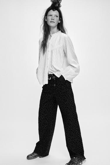 Zara Рубашка в романтическом стиле с вышивкой плюмети