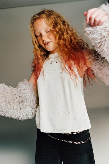 Zara Топ с горловиной халтер и стразами купить с доставкой.