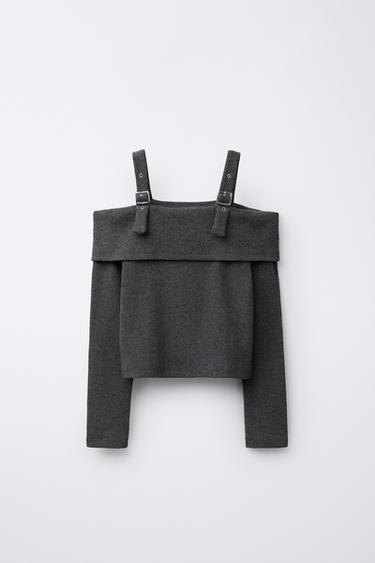 Zara Футболка в рубчик с пряжками купить с доставкой.