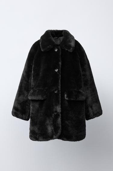 Zara Длинное пальто из искусственного меха купить с доставкой.