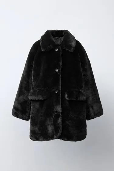 Длинное пальто из искусственного меха- Заказать в России