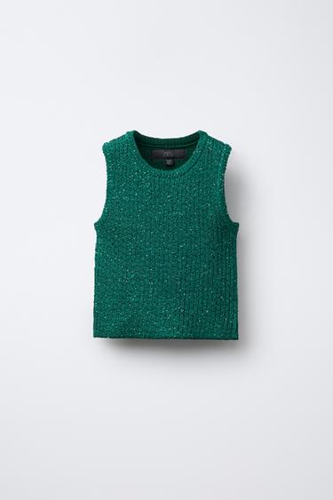 Zara Трикотажный топ с пайетками купить с доставкой.