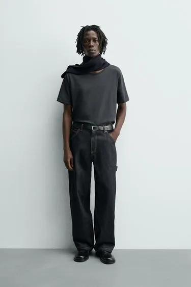 Джинсы-карпентеры BAGGY FIT с контрастной строчкой- Заказать в России