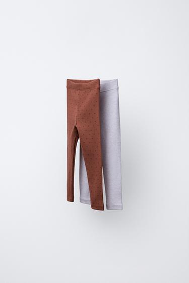 Zara Набор из двух легинсов с принтом и однотонных