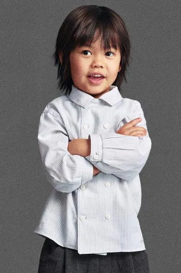 Рубашка в полоску на двойных пуговицах