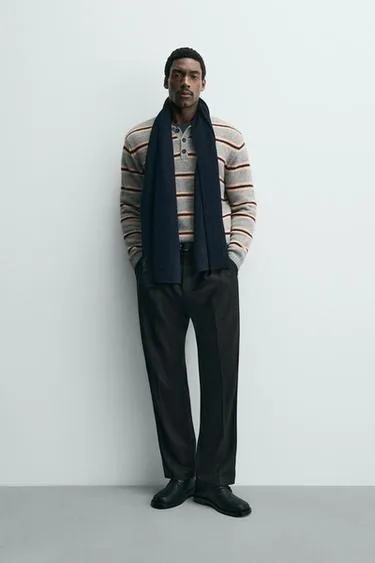 Трикотажное жаккардовое поло в полоску