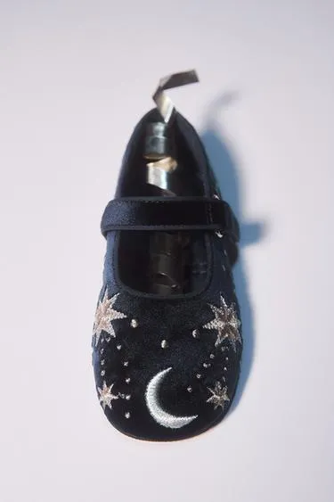 Вельветовые балетки с вышивкой- Заказать в России