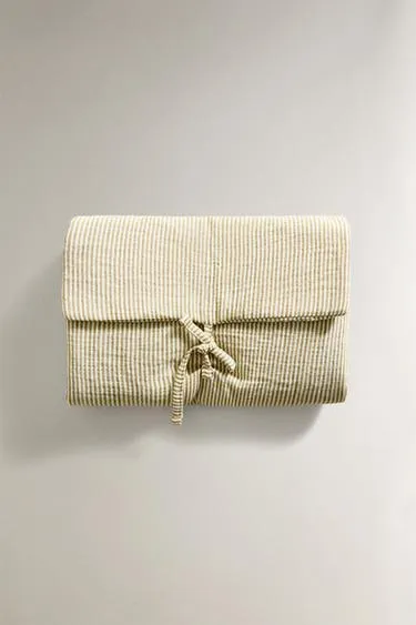 Портативный пеленальный мат из хлопкового муслина в полоску