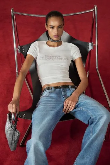 Футболка с блестящим текстом LUDOVIC DE SAINT SERNIN X ZARA