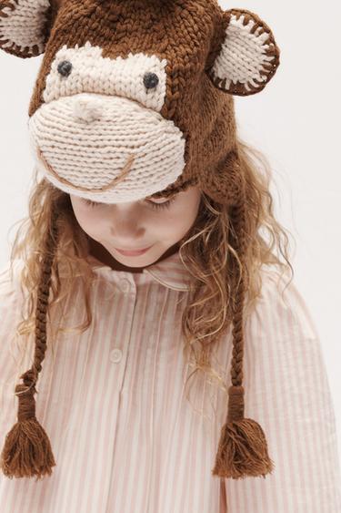 Zara Шапка из 100% шерсти с ограниченным тиражом MONKEY