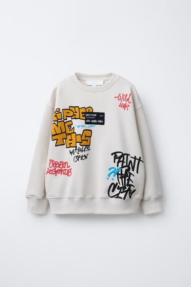 Zara Толстовка с принтом «граффити» и нашивкой