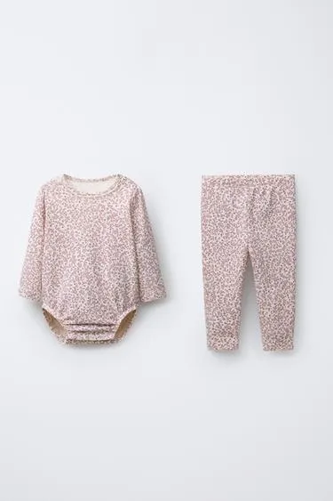 Комплект из боди и легинсов с цветочным принтом