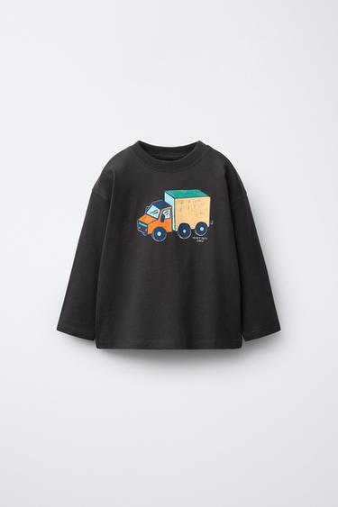 Zara Футболка с принтом «транспорт»