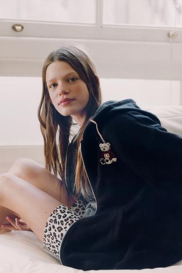 Zara Толстовка на молнии с вышивкой «медведь»