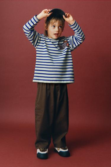 Zara Лонгслив в полоску с нашивкой купить с доставкой.