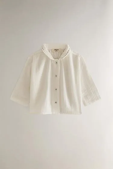 Детская рубашка из хлопкового муслина- Заказать в России