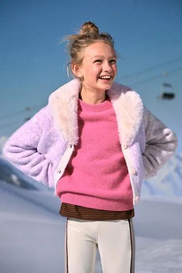 JACQUARD KNIT CARDIGAN WITH REMOVABLE FAUX FUR COLLAR - SKI COLLECTION- Заказать в России