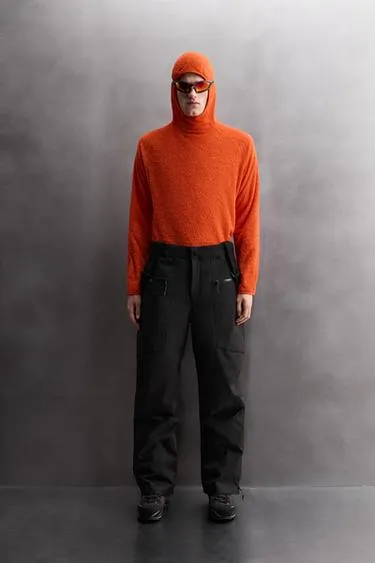 Флисовая толстовка с капюшоном и текстурой SKI