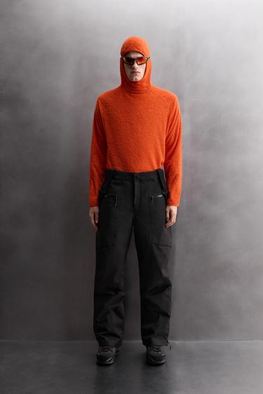 Zara Флисовая толстовка с капюшоном и текстурой SKI