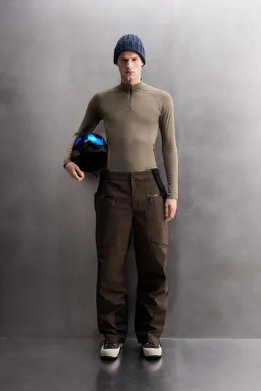 Компрессионная футболка для катания на лыжах с воротником на молнии