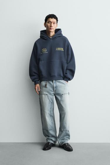 Zara Толстовка с эффектом потертости с надписями и принтами