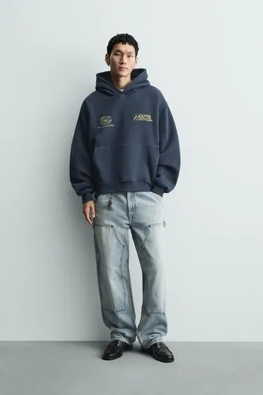 Толстовка с эффектом потертости с надписями и принтами- Заказать в России