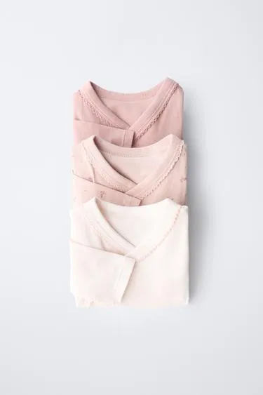 Набор из трех боди-кимоно с цветочным принтом