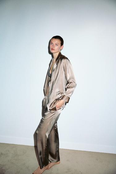 Zara Рубашка в полоску в пижамном стиле купить с доставкой.