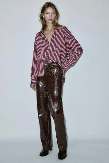 Рубашка оверсайз в полоску из поплина- Заказать в России