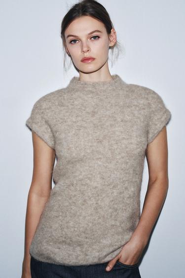 Zara Топ из ворсистого трикотажа с альпакой