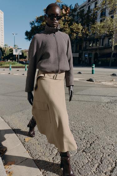 Zara Утепленный бомбер с узором «гусиная лапка» купить с доставкой.