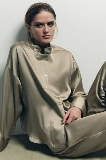 Брюки BAGGY из атласа- Заказать в России