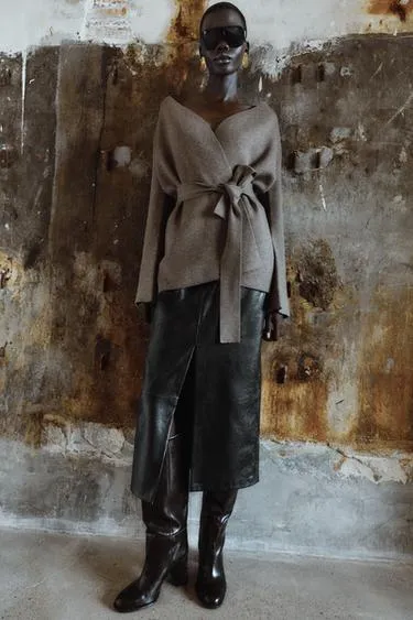 Кардиган с поясом- Заказать в России