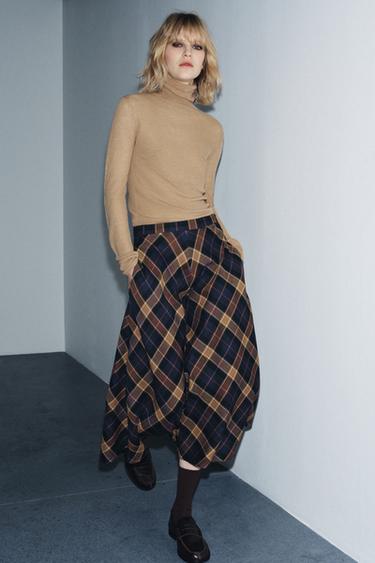 Zara Широкая юбка в клетку — ZW COLLECTION LIMITED EDITION