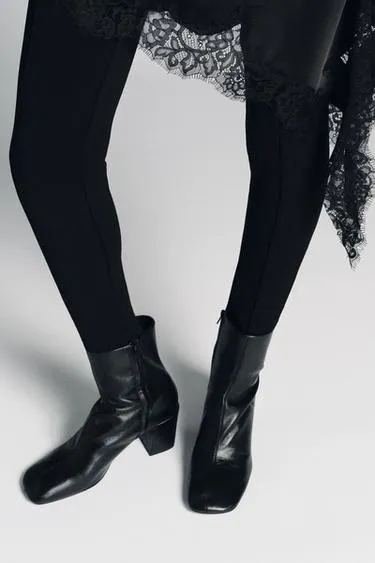 Кожаные ботильоны на широком каблуке- Заказать в России