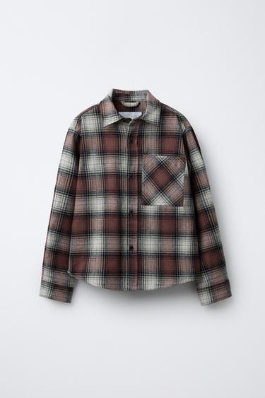 Zara Куртка-рубашка в клетку с карманом