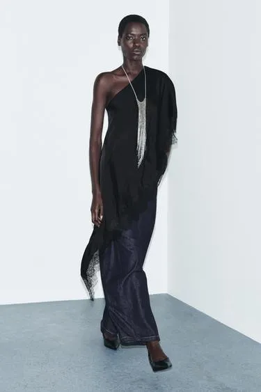 Асимметричный топ с кружевом — ZW COLLECTION- Заказать в России