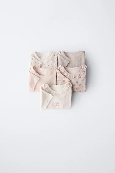 Набор из пяти боди с цветочным принтом- Заказать в России