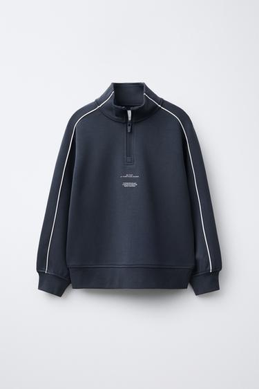 Zara Толстовка с надписью и контрастной отделкой