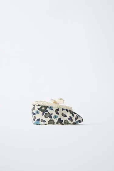 Туфли-балетки с бантом и цветочным узором- Заказать в России