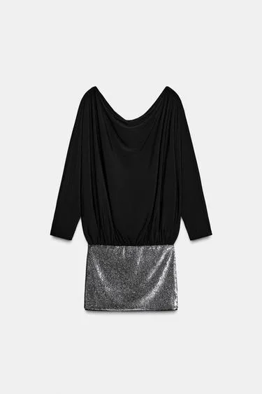 Короткое платье с контрастными пайетками- Заказать в России