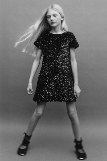 Zara Платье с пайетками и бархатным бантом купить с доставкой.